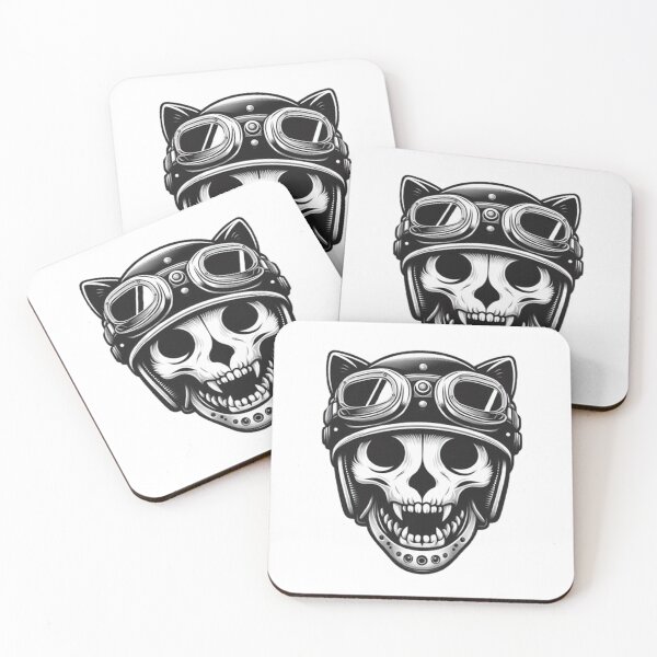 Item preview, Cat skull wearing a helmet designed and sold by FLATVAC STICKER.