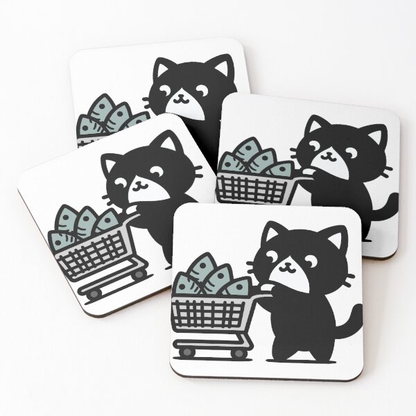 Item preview, Funny Cat Pushing a Shopping Cart Full of Fish designed and sold by theartfulaspie.