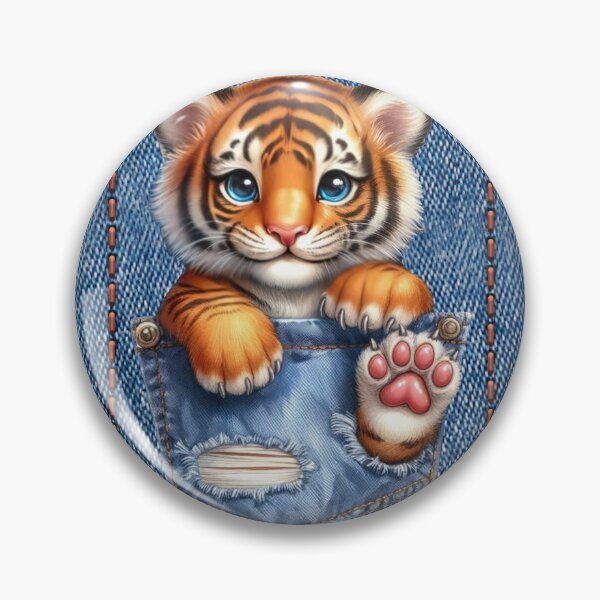 Item preview, Jean texture background with pocket and a cute little tiger designed and sold by lapizart.