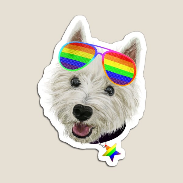 Gay Pride Westie LGBT Dog Sunglasses Magnet for Sale by