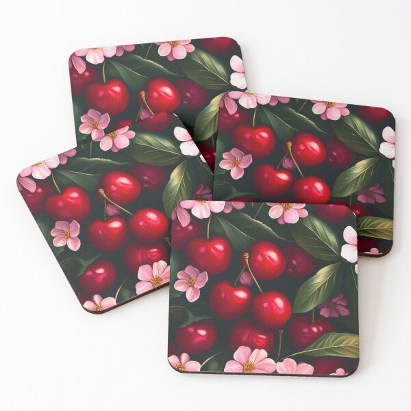 Item preview, Cherry Core Juicy Red Cherries and Pink Cherry Blossoms designed and sold by Gsallicat.