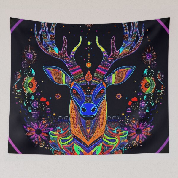 Item preview, Huichol Blue Deer – Mexican Psychedelic Visionary Art designed and sold by Mr.Psychedelia.