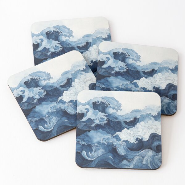Item preview, Flowing Ocean Waves in Intricate Blue Patterns designed and sold by RobotKiller128.