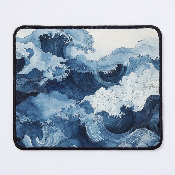 Item preview, Flowing Ocean Waves in Intricate Blue Patterns designed and sold by RobotKiller128.