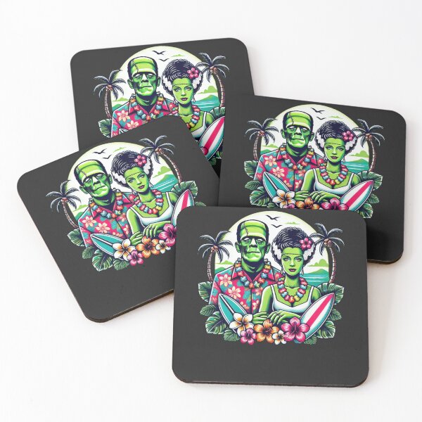 Item preview, Frankenstein & Bride Hawaiian Surf Shirt – Retro Horror Tiki Aesthetic designed and sold by Jayleen Olivia.