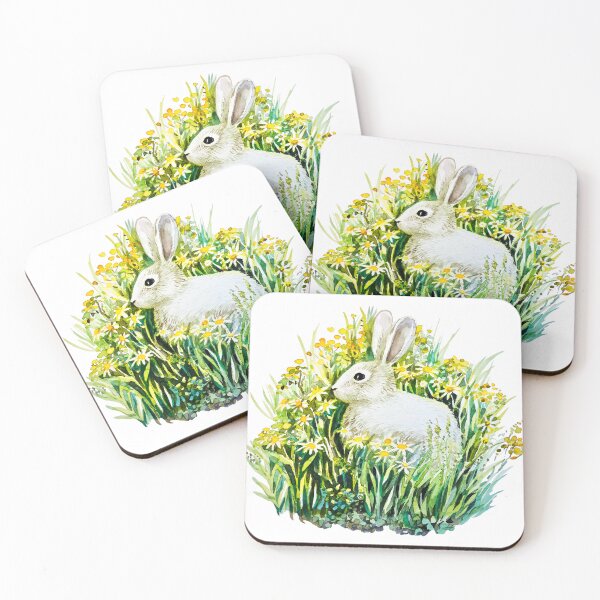 Item preview, cute little bunny on a flower meadow designed and sold by Lemontreeart63.