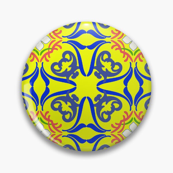 Item preview, Blue and yellow damask Turkish tiles and Spanish pottery pattern. designed and sold by RIYA SIRI.