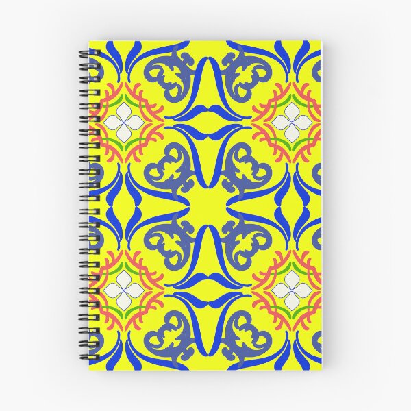 Item preview, Blue and yellow damask Turkish tiles and Spanish pottery pattern. designed and sold by RIYA SIRI.