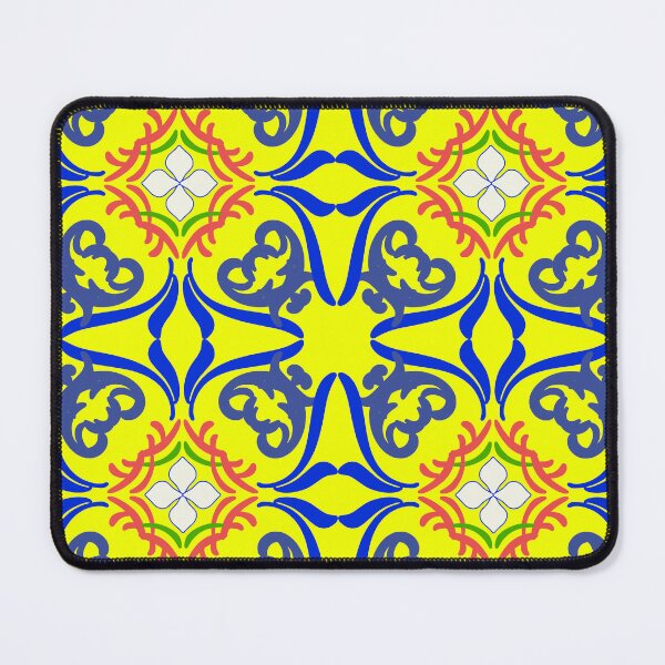Item preview, Blue and yellow damask Turkish tiles and Spanish pottery pattern. designed and sold by RIYA SIRI.