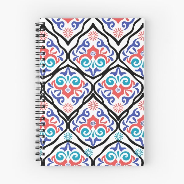 Item preview, Damask Turkish tiles and Spanish pottery pattern with black line. designed and sold by RIYA SIRI.