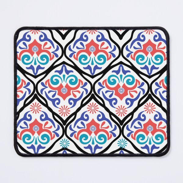 Item preview, Damask Turkish tiles and Spanish pottery pattern with black line. designed and sold by RIYA SIRI.