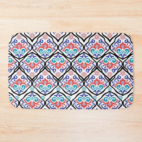 Item preview, Damask Turkish tiles and Spanish pottery pattern with black line. designed and sold by RIYA SIRI.