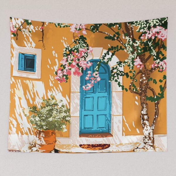 Item preview, Oh The Places You Will Go | Spanish Bougainvillea Villa architecture Buildings | Boho Summer Travel designed and sold by 83oranges.com.