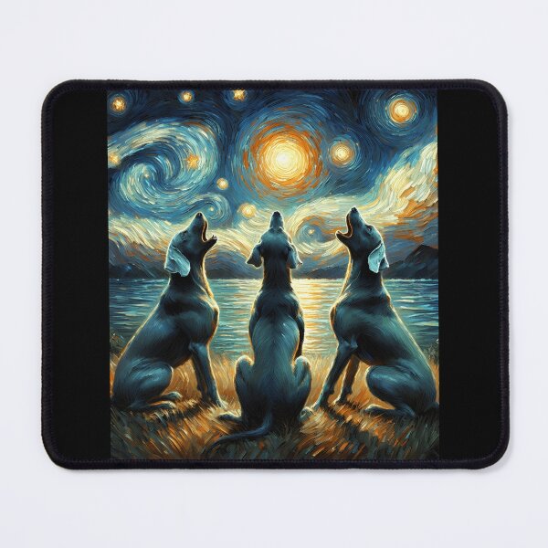 Item preview, Starry Night Three Weimaraners Howling at Moon Dog Lover designed and sold by Kimberley King Art King Art.