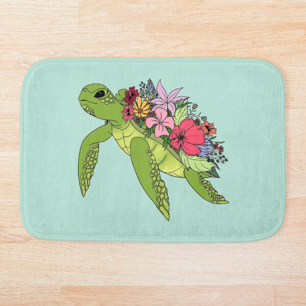 Item preview, Colourful turtle with flowers on its back sealife creature designed and sold by Chloe Lopez.