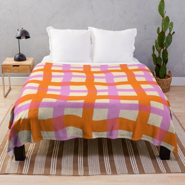 Item preview, Wavy Gingham Pink Orange 70s Retro designed and sold by trajeado14.