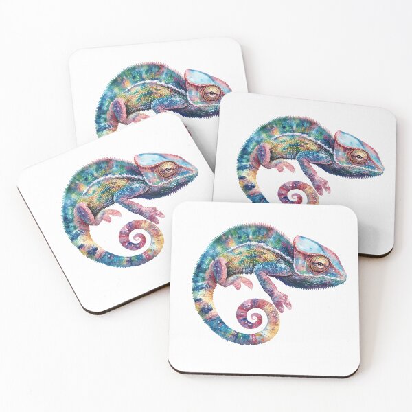 Item preview, A vibrant chameleon with colorful scales and a distinctive curled tail. designed and sold by DedeeArtthai.