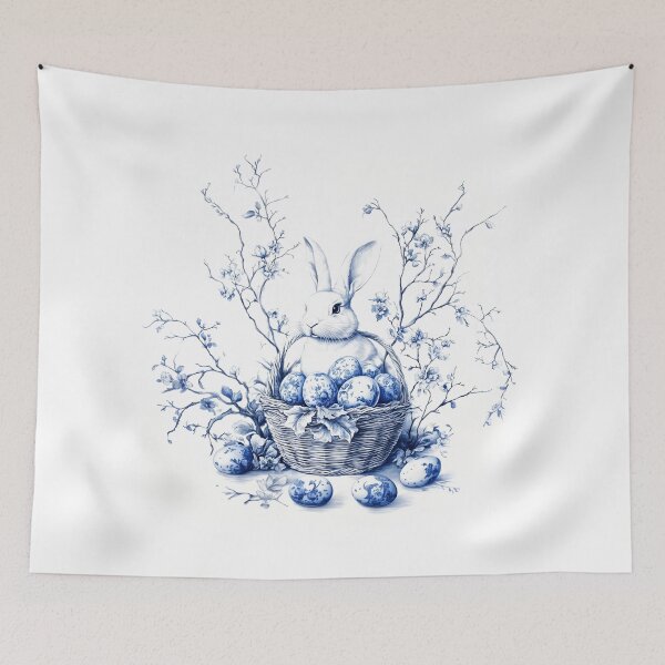 Item preview, Chinoiserie Easter Bunny with Easter Eggs designed and sold by GraphicGreets.
