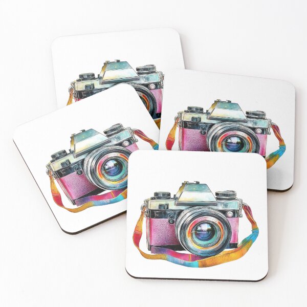 Item preview, A colorful vintage camera with a distinct lens and a multicolored strap. designed and sold by DedeeArtthai.