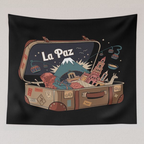 Item preview, Bolivia la Paz Travel- "La Paz Adventure Suitcase – Retro Cartoon Travel " designed and sold by stickercuffs.