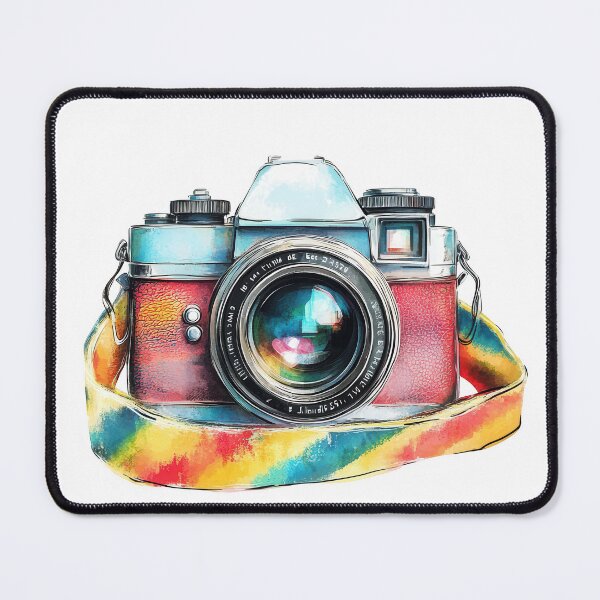 Item preview, A colorful vintage camera with a distinct lens and a multicolored strap. designed and sold by DedeeArtthai.