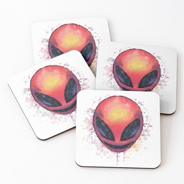 Item preview, A colorful alien head with large black eyes, featuring a bright red and yellow gradient. designed and sold by DedeeArtthai.