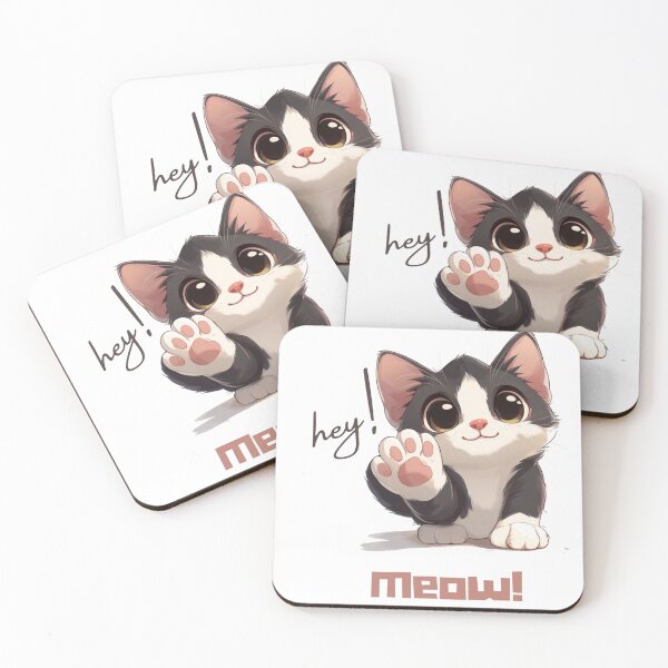 Item preview, cute cat design| meow | hey | cat lovers| cute pet | pet lover designed and sold by Kaivinaikadhaigal.
