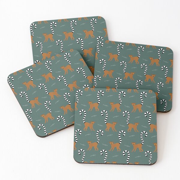 Item preview, Ringtailed lemurs on green designed and sold by reneesillus.