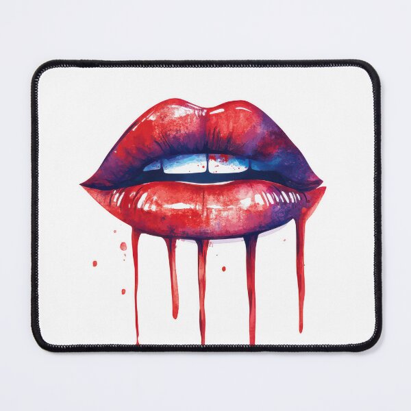 Item preview, A striking pair of lips painted in bold colors, dripping with vibrant red. designed and sold by DedeeArtthai.
