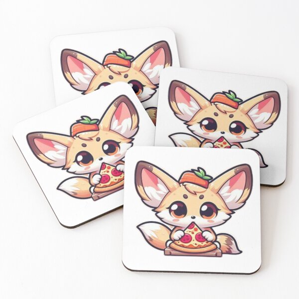 Item preview, fennec fox eating pizza designed and sold by Eternalski.