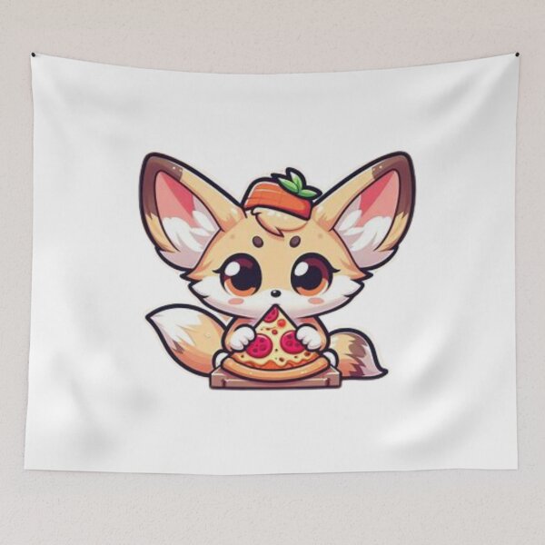 Item preview, fennec fox eating pizza designed and sold by Eternalski.