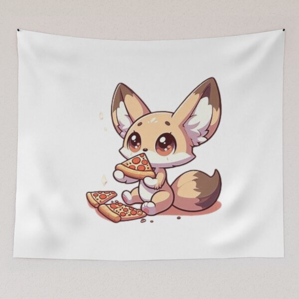 Item preview, fennec fox eating pizza designed and sold by Eternalski.