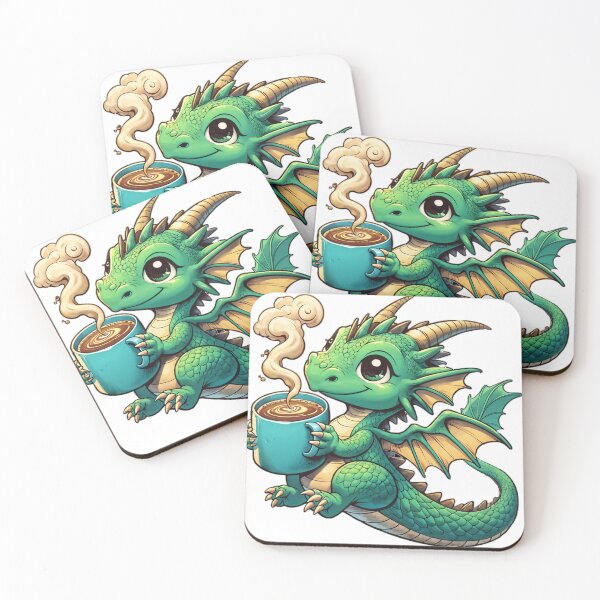 Item preview, Cute dragon with coffee mug designed and sold by MOPAROdesign.