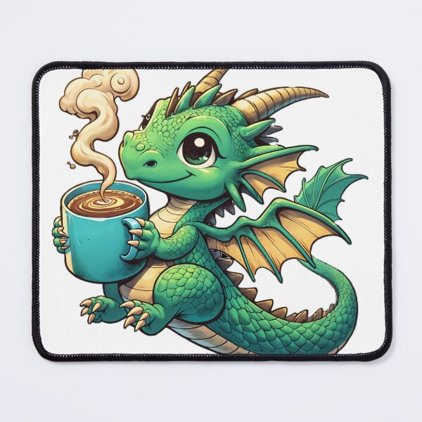 Item preview, Cute dragon with coffee mug designed and sold by MOPAROdesign.