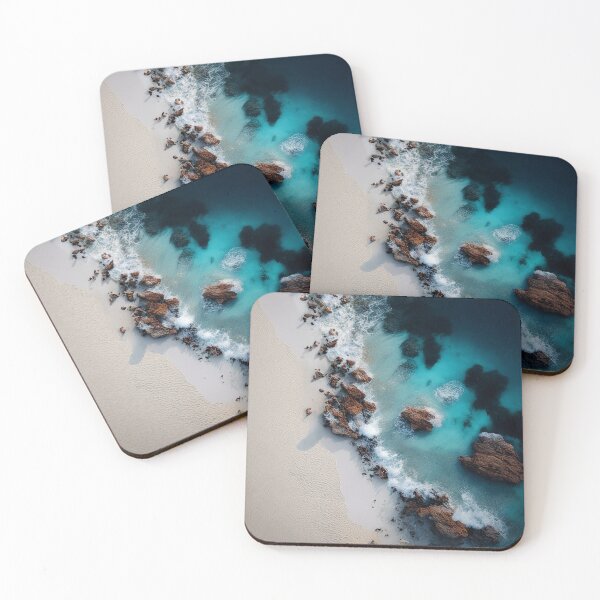 Item preview, Aerial View of Pristine Beach with Turquoise Waters and Rocky Outcrops designed and sold by ArtArchive-KK.