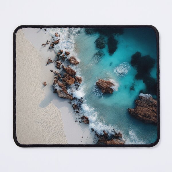 Item preview, Aerial View of Pristine Beach with Turquoise Waters and Rocky Outcrops designed and sold by ArtArchive-KK.