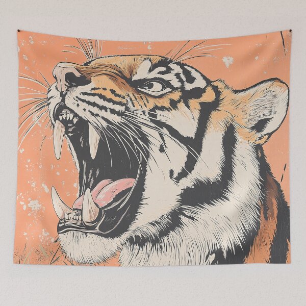 Item preview, Vintage Tiger Roar Animal Wildlife Nature Aesthetic Art designed and sold by PurrGreen.