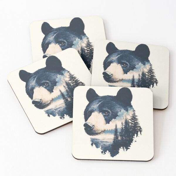 Item preview, Grizzly Bear & Forest Landscape Abstract Animal Wildlife Nature Illustration designed and sold by PurrGreen.