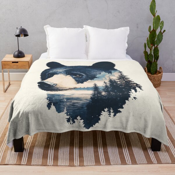 Item preview, Grizzly Bear & Forest Landscape Abstract Animal Wildlife Nature Illustration designed and sold by PurrGreen.