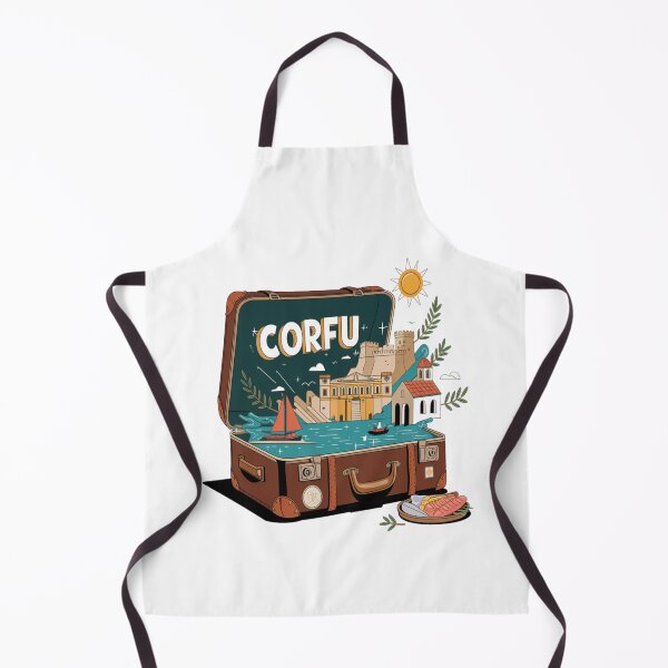 Item preview, Corfu Greece Greek - "Corfu Adventure Suitcase – Retro Cartoon Travel Art" designed and sold by stickercuffs.