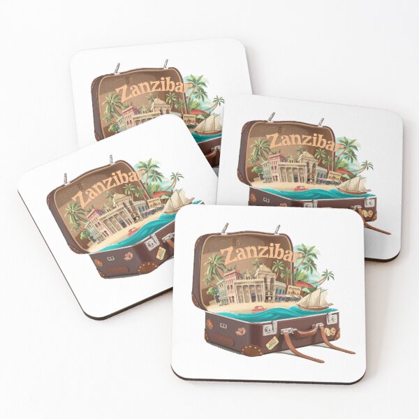 Item preview, Zanzibar Tanzania Africa -"Zanzibar Adventure Suitcase Retro Cartoon Travel Art" designed and sold by stickercuffs.