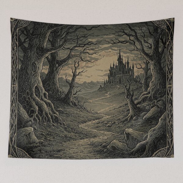 Item preview, Aesthetic dark Fantasy landscape with castle designed and sold by Darkifun.