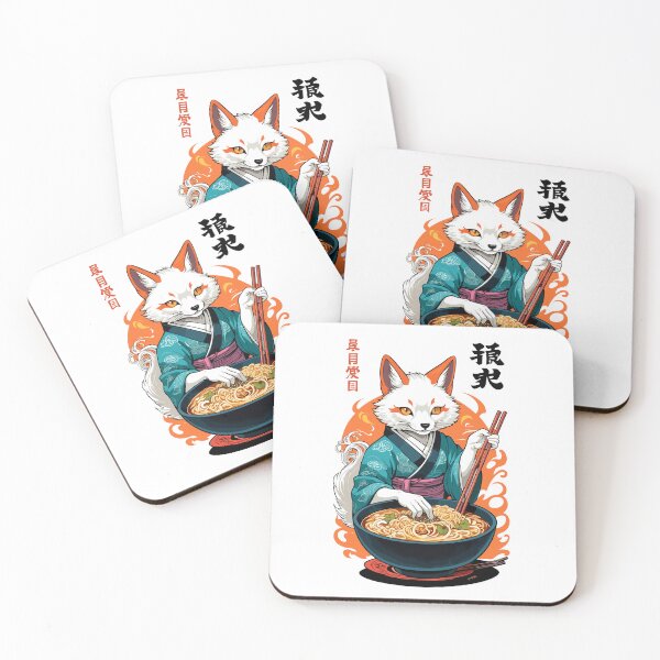 Item preview, Kitsune Ramen Noodles Kawaii Japan Retro Ukiyo-e designed and sold by LuminOrb.
