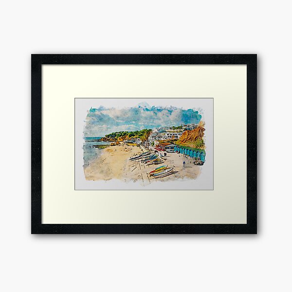 Olhos De Agua Algarve Portugal Watercolour Effect Framed Art Print