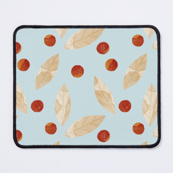 Item preview, Beige watercolor bay leaves and orange berries botanical illustration on blue background designed and sold by helga-wigandt.