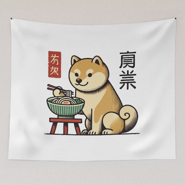 Item preview, Ramen Noodles Dining Shiba Dog Japan Ukiyo-e designed and sold by LuminOrb.
