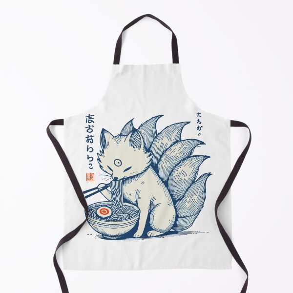 Item preview, Kawaii Kitsune Enjoying Ramen in Retro Ukiyo-e designed and sold by LuminOrb.