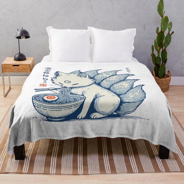 Item preview, Kawaii Kitsune Enjoying Ramen in Retro Ukiyo-e designed and sold by LuminOrb.