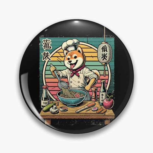 Item preview, Shiba Dog Ramen Chef Kanji Scripture Retro designed and sold by LuminOrb.
