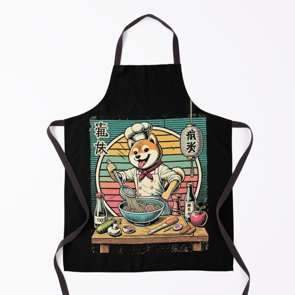Item preview, Shiba Dog Ramen Chef Kanji Scripture Retro designed and sold by LuminOrb.